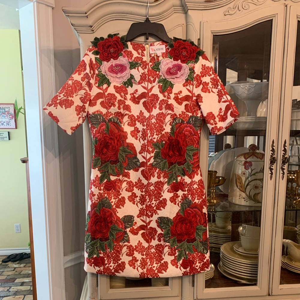 L’ATISTE by Amy NWT women’s Brocade Floral Cocktail Dress M retro vibes